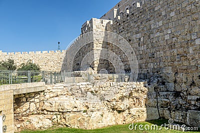 JERUSALEM The main gates and fortress walls of the old city Editorial Stock Photo