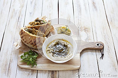 Jerusalem mixed grill or Meorav Yerushalmi. Israeli cuisine. Stock Photo