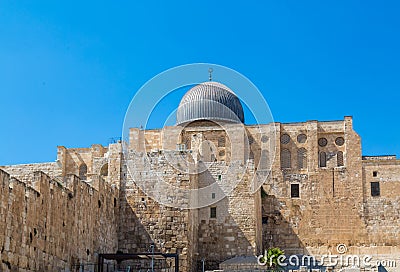 Jerusalem, Palestine, Israel-August 14, 2015 - al-Aqsa Mosque is a large Muslim temple in Jerusalem and one of the most revered Editorial Stock Photo