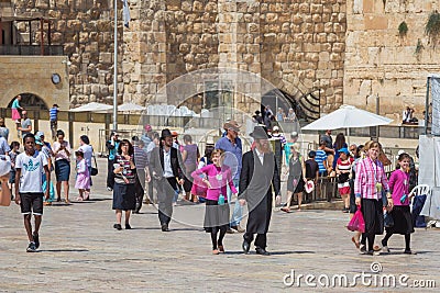 Jerusalem, Palestine, Israel-August 14, 2015-the Western Wall in the Old city Editorial Stock Photo
