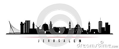 Jerusalem skyline horizontal banner. Vector Illustration