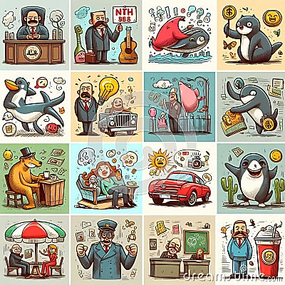 Jest filled sketch slides Slides with witty and humorous sketch Stock Photo