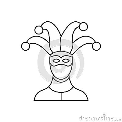 Jester icon, outline style Vector Illustration