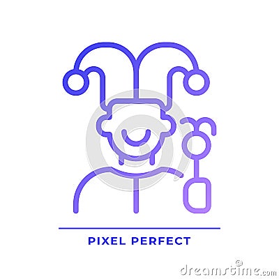 Jester pixel perfect gradient linear vector icon Vector Illustration