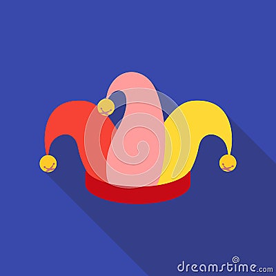 Jester`s cap icon in flat style isolated on white background. Hats symbol stock vector illustration. Vector Illustration