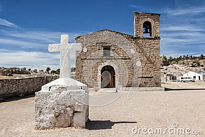 Jesuit Church in Tarahumara Village near Creel, Mexico Stock Photo