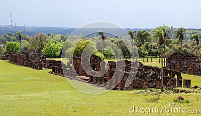 Jesuit mission Ruins in Trinidad Paraguay Stock Photo