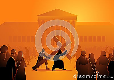 Jesus Accepts His Cross Vector Illustration