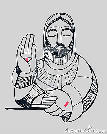 Jesus Blessing Vector Illustration