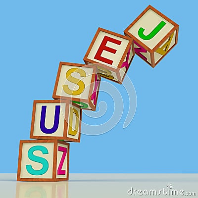 Jesus Blocks Mean Christianity Faith And Saviour Stock Photo