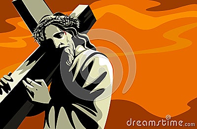 Jesus Carrying cross Stock Photo