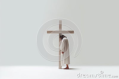 Jesus Christ carries his cross to Golgotha. Bible. Faith. Torment and suffering. Giving his life for our sins. The hard Stock Photo