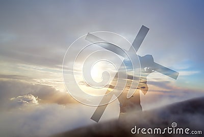 Jesus Christ Carrying Cross up Calvary on Good Friday Stock Photo