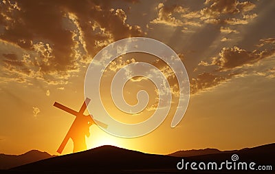 Jesus Christ Carrying Cross up Calvary on Good Friday Stock Photo