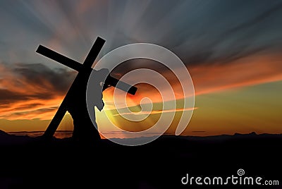 Jesus Christ Carrying Cross Stock Photo