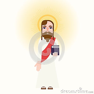 Jesus christ cartoon flat character Vector Illustration