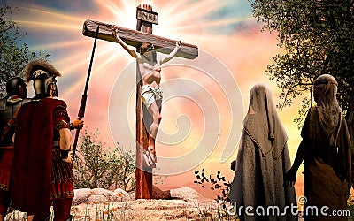 Jesus Christ on the Cross Crucifixion Cartoon Illustration