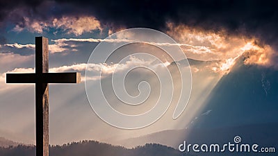 Jesus Christ cross. Easter, resurrection concept Stock Photo