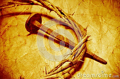 The Jesus Christ crown of thorns with a retro filter effect Stock Photo