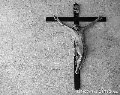 Jesus Christ crucified. Catholic religion symbol. Stock Photo