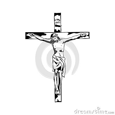 Jesus Christ crucified on the cross Vector Illustration