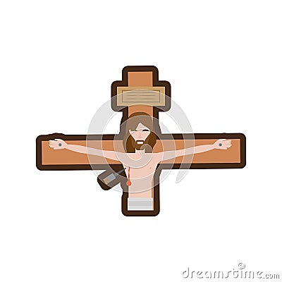 jesus christ dies cross line Cartoon Illustration