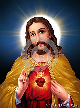 Jesus Christ Divine Mercy of Sacred Heart Stock Photo