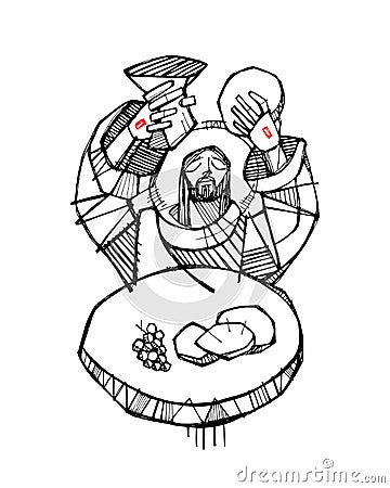 Jesus Christ at Eucharist illustration Vector Illustration