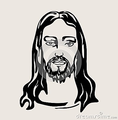 Jesus Christ Face , art vector design Vector Illustration