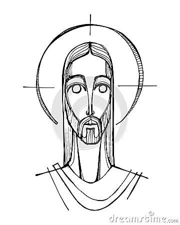 Jesus Christ Face digital illustration Vector Illustration