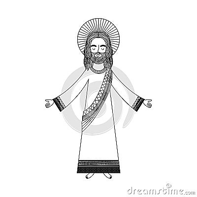 Jesus christ with halo character religious icon Vector Illustration