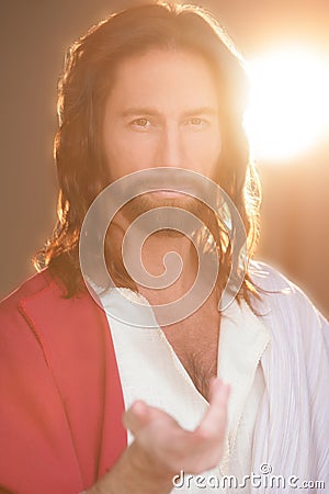 Jesus Christ in Sun Light Stock Photo