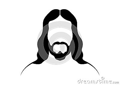 Jesus Christ, graphic portrait vector black silhouette isolated on white background Vector Illustration