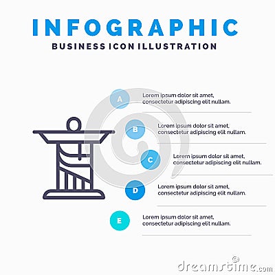 Jesus, Christ, Monument, Landmark Blue Infographics Template 5 Steps. Vector Line Icon template Vector Illustration