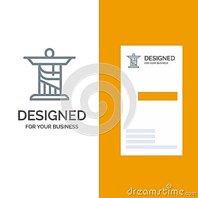 Jesus, Christ, Monument, Landmark Grey Logo Design and Business Card Template Vector Illustration