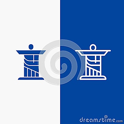 Jesus, Christ, Monument, Landmark Line and Glyph Solid icon Blue banner Vector Illustration