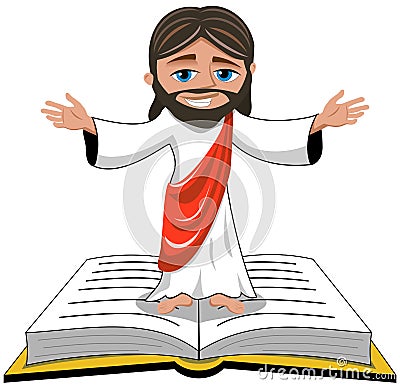 Jesus Christ Open Hands Bible Gospel Isolated Vector Illustration