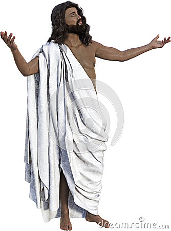 Jesus Christ, Raised Arms, Isolated Stock Photo