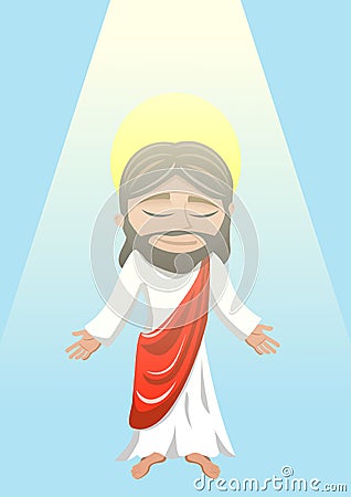 Jesus Christ resurrection ascension to heaven Vector Illustration