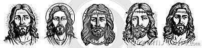 Jesus Christ, the Savior vector black illustration. Vector Illustration