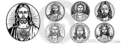 Jesus Christ, the Savior vector black illustration. Vector Illustration