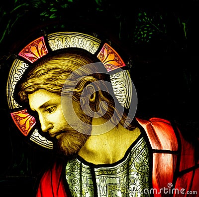 Jesus Christ in stained glass Stock Photo