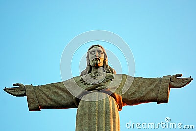 Jesus Christ statue in Almada. Stock Photo