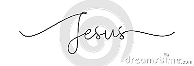 Jesus. Christian, bible, religious, churh cursive script word. Vector Illustration