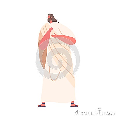jesus Christianity Religious Figure, Believed To Be The Son Of God, Known For Teachings Of Love, Forgiveness, Salvation Vector Illustration