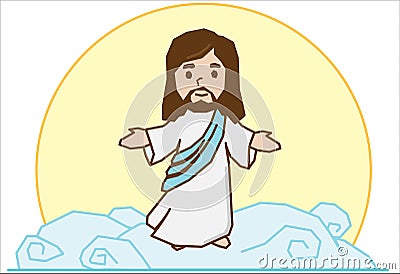 Jesus on the cloud Vector Illustration