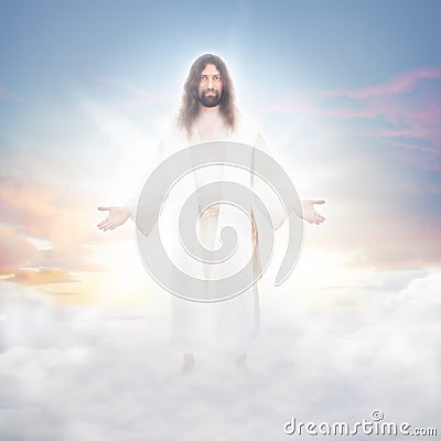 Jesus in the clouds Stock Photo