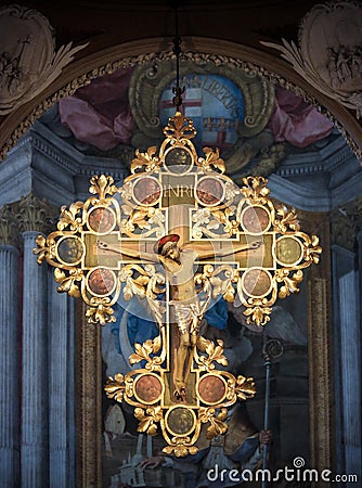 Jesus on the Cross in the Basilica of San Petronio, Bologna Editorial Stock Photo