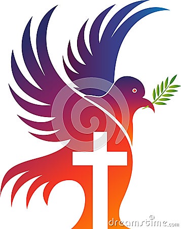 Jesus cross pigeon logo Vector Illustration