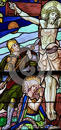 Jesus on the Cross - Stained Glass Stock Photo